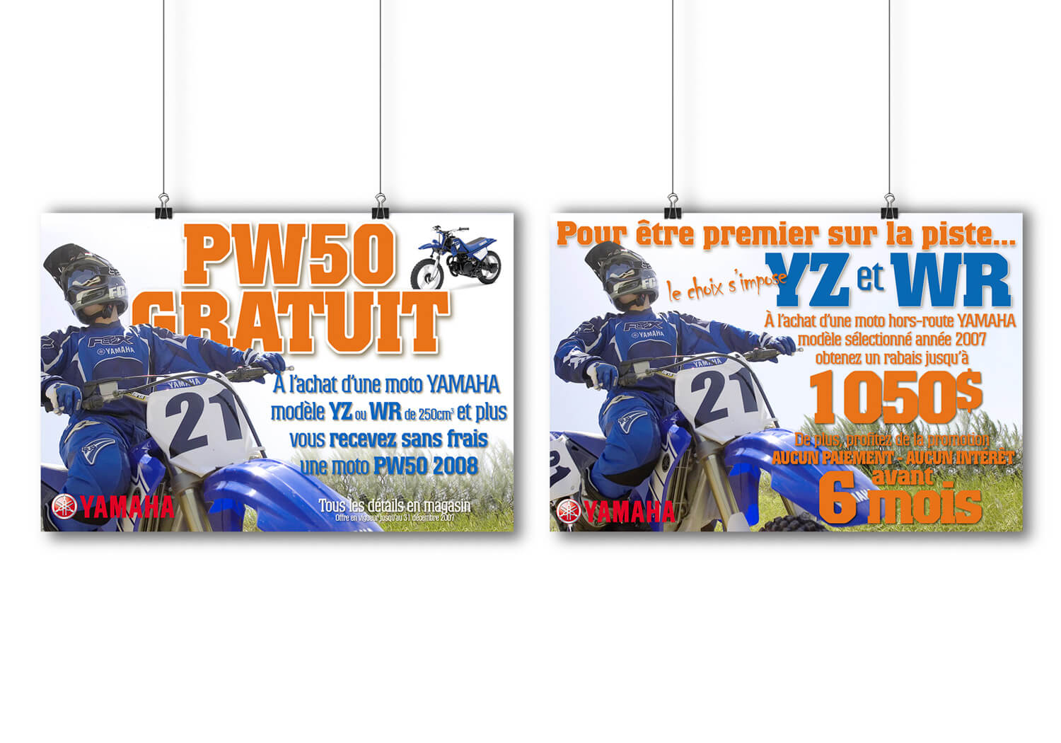 Affiche PLV pour la promotion des motos YZ chez Alary Sport.